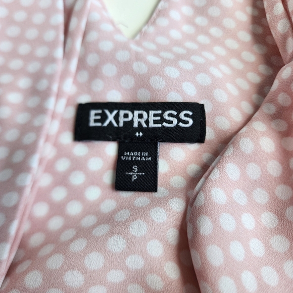Express Women's Polka Dot Pink White Strappy Double V Neck Tank Top S - Picture 11 of 12